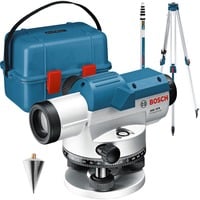 Bosch Professional Optisches Nivelliergerät GOL 32 G Professional, mit Baustativ blau, Koffer, Maßeinheit 400 Gon