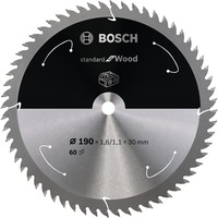 Bosch Kreissägeblatt Standard for Wood, Ø 190mm, 60Z Bohrung 30mm, für Akku-Handkreissägen