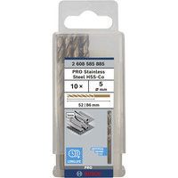 Bosch Professional PRO Stainless Steel HSS-Co Spiralbohrer, Ø 5mm Arbeitslänge 52mm, 10 Stück