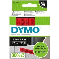 Dymo D1 ORIGINAL Schriftband, schwarz auf rot, 12mm x 7m S0720570
