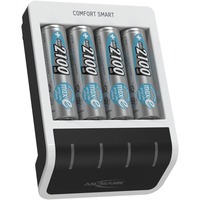 Ansmann Comfort Smart + 4x AA 2100mAh, Ladegerät weiß/schwarz, inkl. 4x AA-Akkus mit 2100 mAh