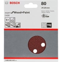 Bosch Schleifblatt C430 Expert for Wood and Paint, Ø 125mm, K80 5 Stück, für Exzenterschleifer