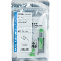 SMARTKEEPER ESSENTIAL USB-B Port Lock (BL04) + Lock Key Mini (U04), Einsteckschloss Farbcode Grün, 4 Stück + 1 Schlüssel