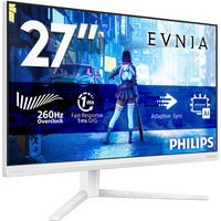 Philips Evnia 27M2N5201P, Gaming-Monitor 68.5 cm (27 Zoll), weiß, FullHD, Fast-IPS, KI-gestütztes Ambiglow, 260Hz Panel