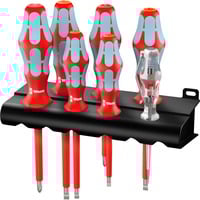 Wera 3160 i/7 Schraubendrehersatz Kraftform Plus, Edelstahl + Rack rot/blau, 7-teilig, mit Lasertip