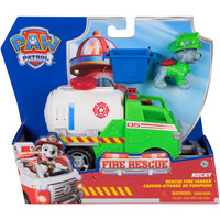 Spin Master Paw Patrol Fire Rescue - Rockys Tanklaster, Spielfahrzeug mit Greiferklaue und Behälter sowie Rocky Hundefigur