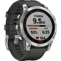Garmin fēnix 7 - Standard Edition, Smartwatch silber, 47 mm, graphitfarbenes Armband aus Silikon