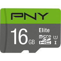 PNY Elite microSD 16 GB, Speicherkarte grau/grün, Class 10, UHS-I, SD-Adapter