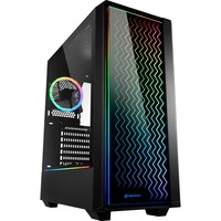 Sharkoon RGB LIT 200, Tower-Gehäuse schwarz, Front und Seitenteil aus gehärtetem Glas