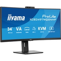 iiyama ProLite XCB3497WQSNPH-B1, LED-Monitor 86.4 cm (34 Zoll), schwarz (matt), UWQHD, VA, Curved, KVM, USB-Hub, USB-C, Webcam, 120Hz Panel