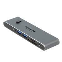 DeLOCK Dual USB Type-C mit HDMI / USB 3.2 / SD / PD 3.0, Dockingstation grau