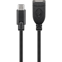goobay USB 2.0 Verlängerungskabel, USB-C Stecker > USB-A Buchse schwarz, 20cm