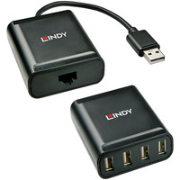 Lindy 4 Port USB 2.0 Cat.6 Extender, USB-Extender schwarz, 60m