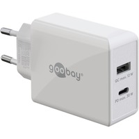 goobay USB-C PD Dual-Schnellladegerät 30 Watt weiß, 1x USB-A, 1x USB-C PD