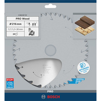 Bosch Professional PRO Wood cordless Kreissägeblatt, Ø 216mm, 24Z Bohrung 30mm, für Akku-Kappsägen