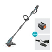 GARDENA Akku-Rasentrimmer PowerTrim 30/18V P4A grau/türkis, Li-Ion Akku 4Ah, POWER FOR ALL ALLIANCE