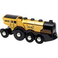 BRIO World Goldene Batterielok mit Licht und Sound, Spielfahrzeug