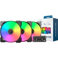 Montech HP140 ARGB PWM 140x140x25, Gehäuselüfter schwarz, 3er Pack, 140 mm