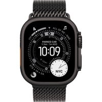 Apple Watch Ultra 3, Smartwatch schwarz, 49 mm, Milanaise Armband schwarz S, Titangehäuse, Cellular