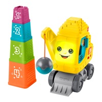 Fisher-Price Zählen und Stapeln Kran, Geschicklichkeitsspiel mit Lichtern und Geräuschen, mehrsprachige Version
