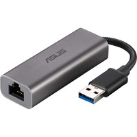 ASUS USB 3.2 Gen 1 Adapter USB-C2500, USB-A Stecker > RJ-45 Buchse grau, 2,5 Gigabit LAN, gesleevt