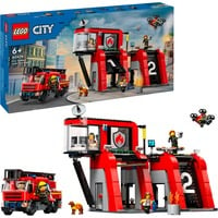 LEGO 60414 City Feuerwehrstation mit Drehleiterfahrzeug, Konstruktionsspielzeug 