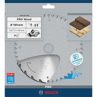 Bosch PRO Wood cordless Kreissägeblatt, Ø 184mm, 24Z Bohrung 16mm, für Akku-Handkreissägen