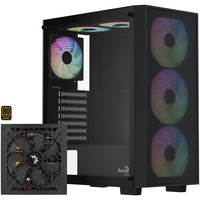 Aerocool B509A Flow-G-BK-v1, mit Netzteil Aero 650, Tower-Gehäuse schwarz, Tempered Glass