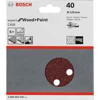 Bosch Schleifblatt C430 Expert for Wood and Paint, Ø 125mm, K40 5 Stück, für Exzenterschleifer