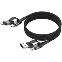 Ansmann Magnetisches 4in1 Ladekabel schwarz, USB-A / USB-C / Lightning