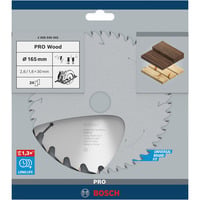 Bosch Professional PRO Wood Kreissägeblatt, Ø 165mm, 24Z Bohrung 30mm, für Handkreissägen