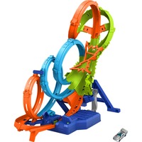 Hot Wheels 4-Loopings Crash Gefahr Trackset, Rennbahn mit batteriebetriebenem Beschleuniger und 1 Auto