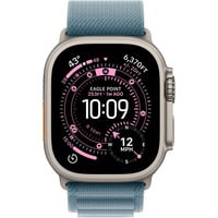 Apple Watch Ultra 3, Smartwatch titan, 49 mm, Alpine Loop hellblau M, Titangehäuse, Cellular
