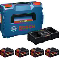 Bosch Expert Starter-Set 18V, 2x EXBA 18V-80/-55 + Ladegerät EXAL18V2-320 schwarz, 2x Li-Ionen Akku 5,5Ah, 2x Li-Ionen Akku 8Ah, L-BOXX, AMPShare Alliance