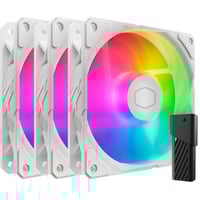 Cooler Master SickleFlow Edge 120 ARGB White Edition Fan Kit, Gehäuselüfter weiß, 3er-Pack, mit A1 Mini LED Controller, 120 mm