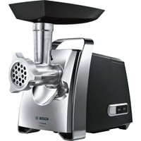 Bosch Home Fleischwolf ProPower MFW67440 silber/schwarz, 700 Watt, Schnitzler-, Wurstfüller- und Kebbe-Aufsatz