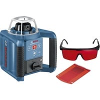 Bosch Professional Rotationslaser GRL 300 HV Professional blau, rote Laserlinie und Lotpunkt, mit Halterung, Baustativ, Laser-Empfänger, im Koffer