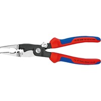KNIPEX Elektro-Installationszange 13 92 200 rot/blau, schlanke Bauform, geschraubtes Gelenk, aktive Sperrklinge