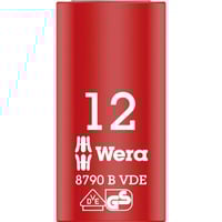 Wera VDE Zyklop-Steckschlüssel-Einsatz, 12mm, 3/8" rot/gelb, isoliert bis 1.000 Volt