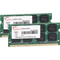G.Skill SO-DIMM 8 GB DDR3-1066 (2x 4 GB) Dual-Kit, Arbeitsspeicher F3-8500CL7D-8GBSQ, Lite Retail
