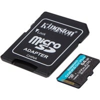 Kingston Canvas Go! Plus 64 GB microSDXC, Speicherkarte schwarz, UHS-I U3, Class 10, V30, A2