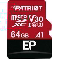 Patriot EP 64 GB microSDXC, Speicherkarte schwarz/rot, UHS-I U3, Class 10, V30, A1
