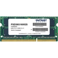 Patriot SO-DIMM 8 GB DDR3-1600 , Arbeitsspeicher PSD38G16002S, Signature Line