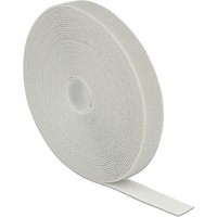 DeLOCK Klettband auf Rolle, 10 Meter x 20mm, Kabelbinder grau