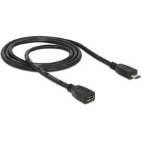 DeLOCK USB 2.0 Verlängerungskabel, Micro-USB Stecker > Micro-USB Buchse schwarz, 1 Meter