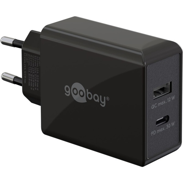 Goobay USB-C GaN Dual-Ladegerät 20W Slim – Mit Power Delivery & Quick Charge
