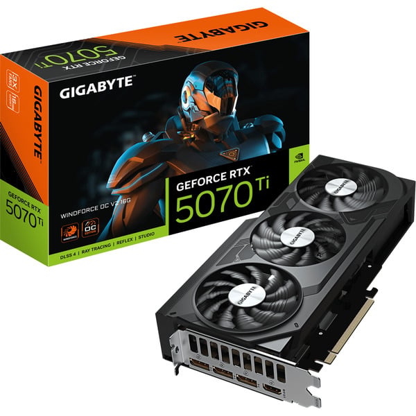 保証レシート有　GIGABYTE GEFORCE RTX 5070 Ti GIGABYTE GeForce RTX 5070 Ti WINDFORCE OC V2 16G, Grafikkarte DLSS