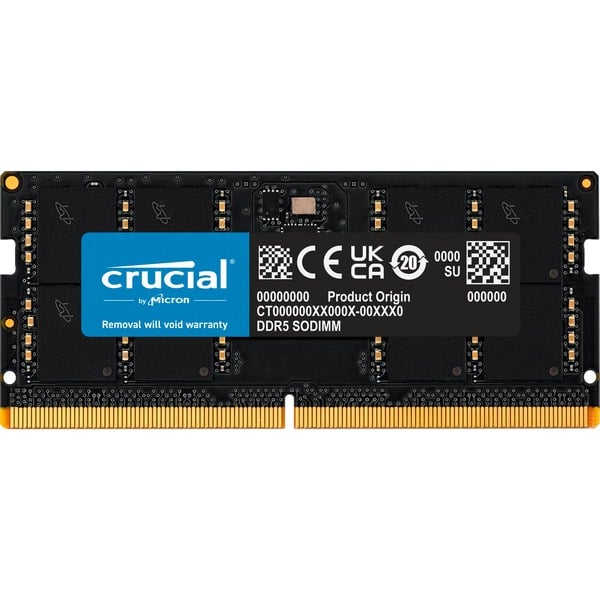 Crucial DDR5 メモリ SODIMM 4800 32GBx2 Crucial SO-DIMM 32 GB DDR5-4800 , Arbeitsspeicher schwarz