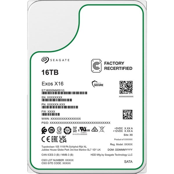 Seagate Exos X16 16 TB Generalüberholt, Festplatte SATA 6 Gb/s, 3,5