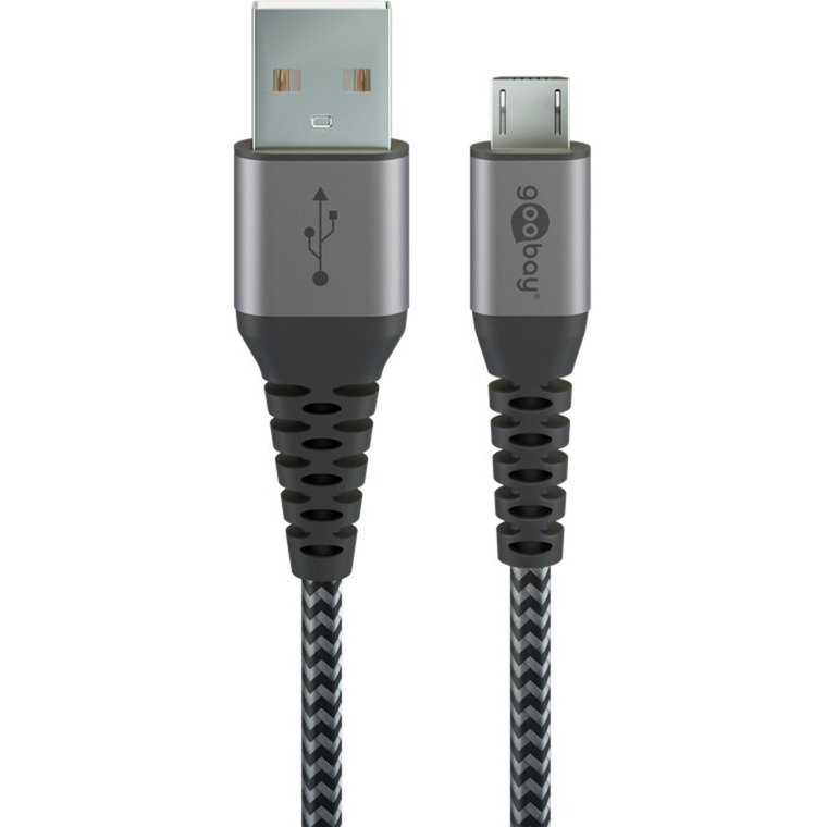 Image of Alternate - Micro-USB > USB-A Textilkabel mit Metallsteckern online einkaufen bei Alternate